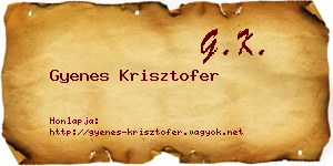 Gyenes Krisztofer névjegykártya